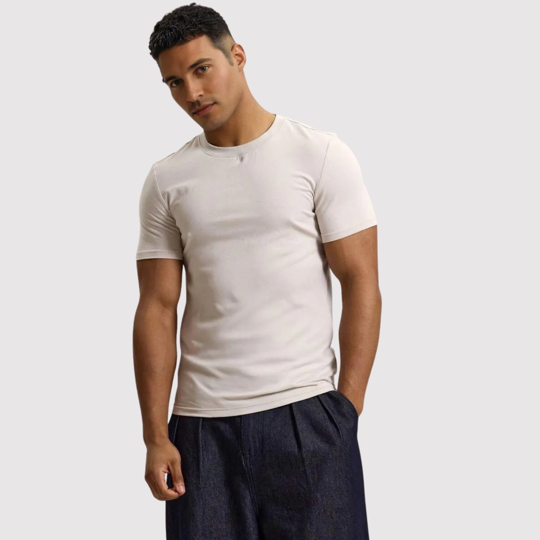 Smooth Knit Short Sleeve Crew T Shirt For Men