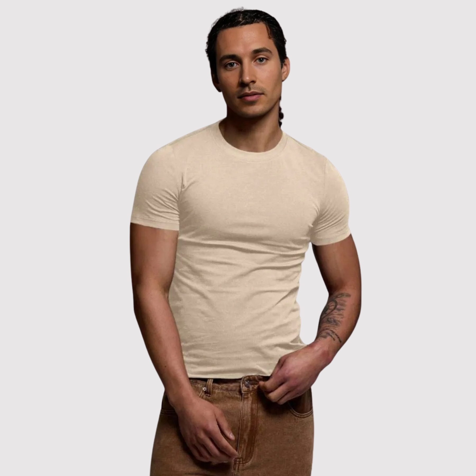 Smooth Knit Short Sleeve Crew T Shirt For Men