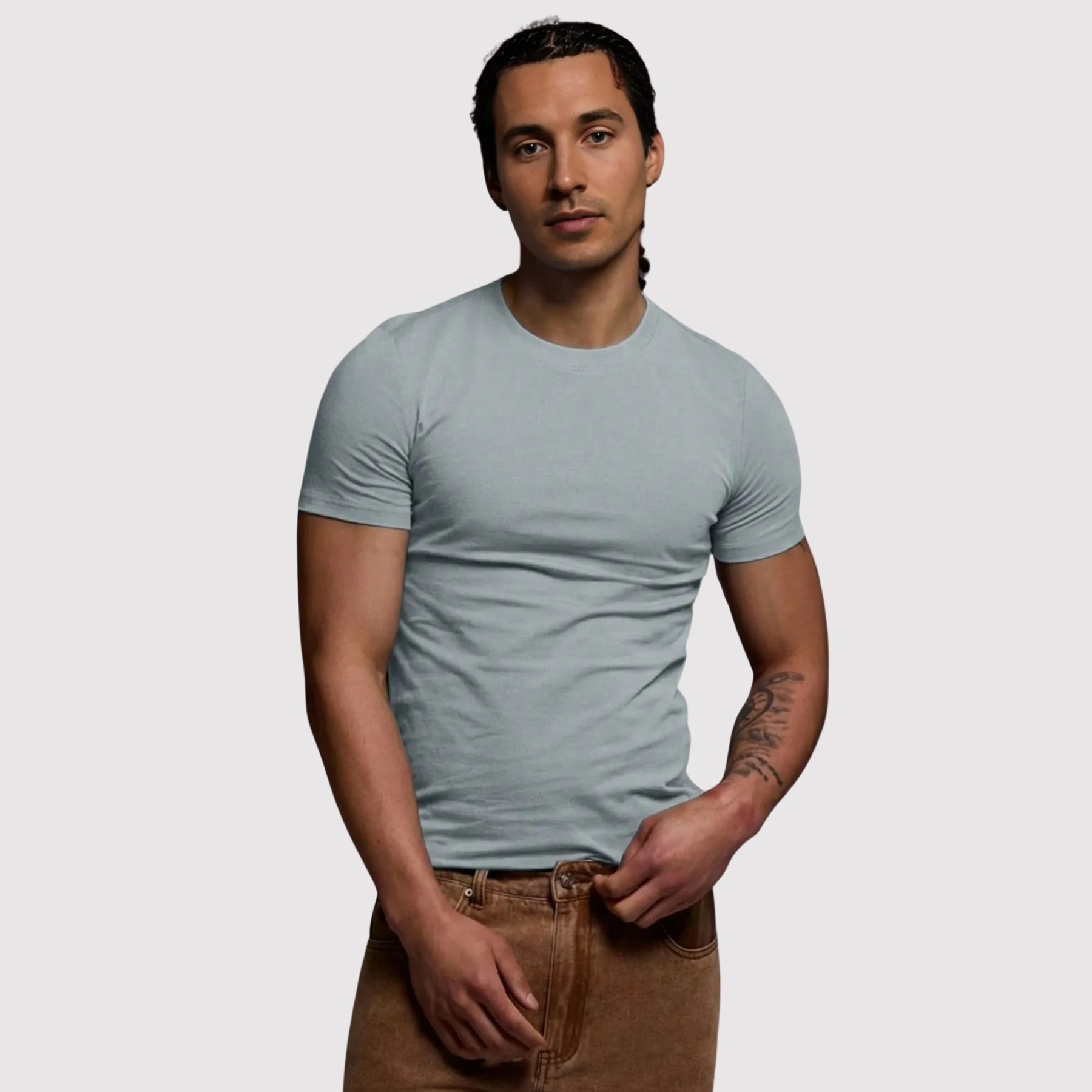 Smooth Knit Short Sleeve Crew T Shirt For Men