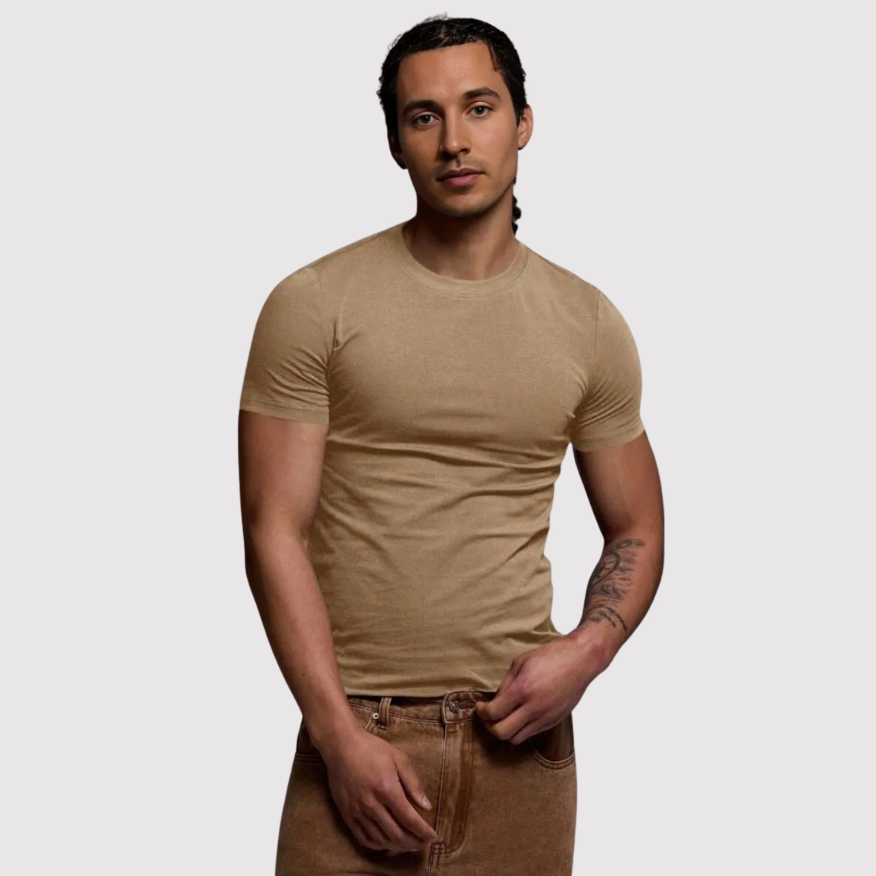 Smooth Knit Short Sleeve Crew T Shirt For Men