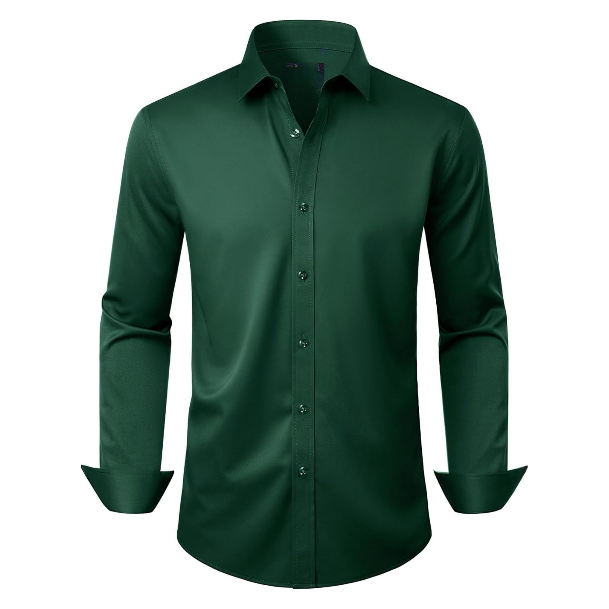 Solid Long Sleeve Shirt Stretch Wrinkle Free Formal Style