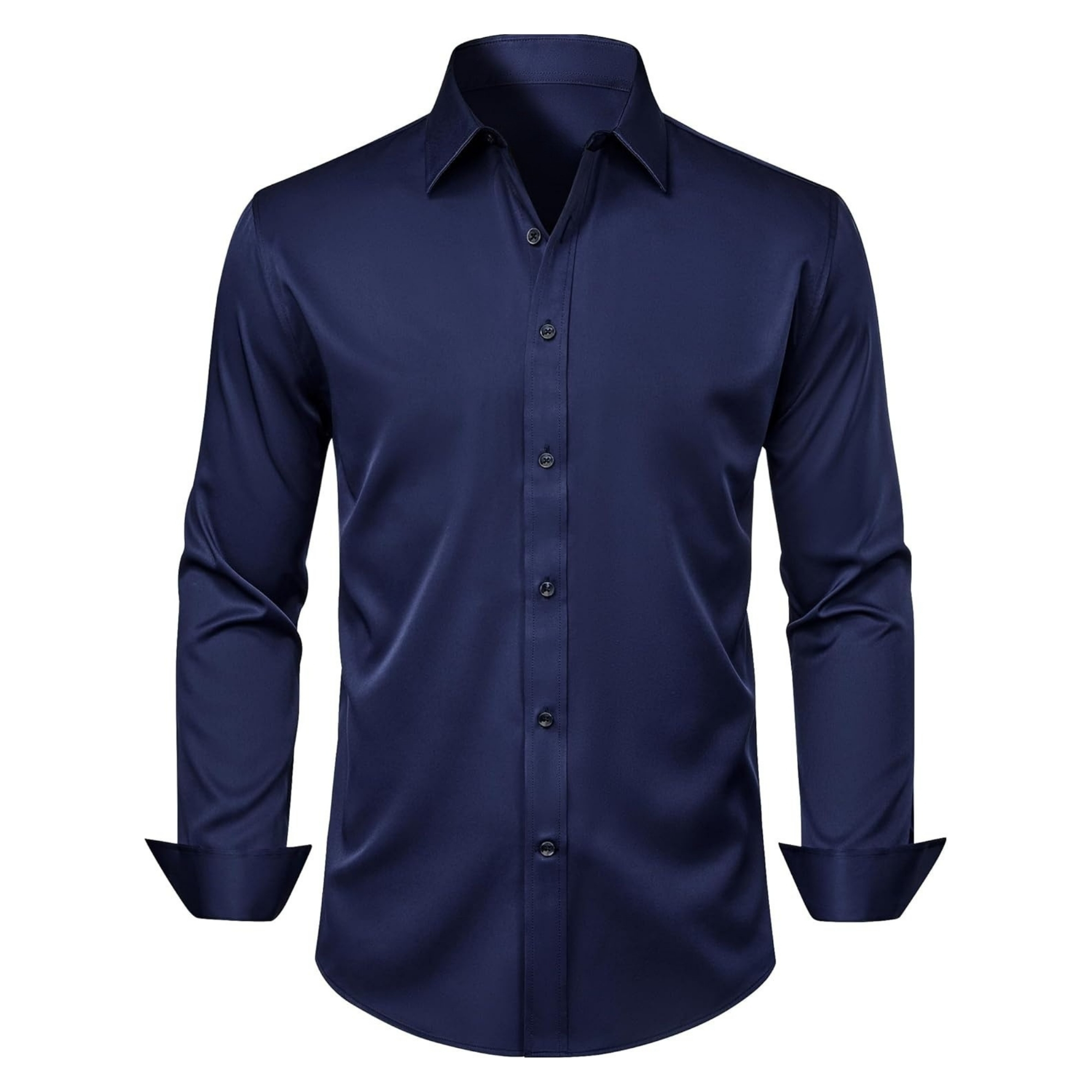 Solid Long Sleeve Shirt Stretch Wrinkle Free Formal Style