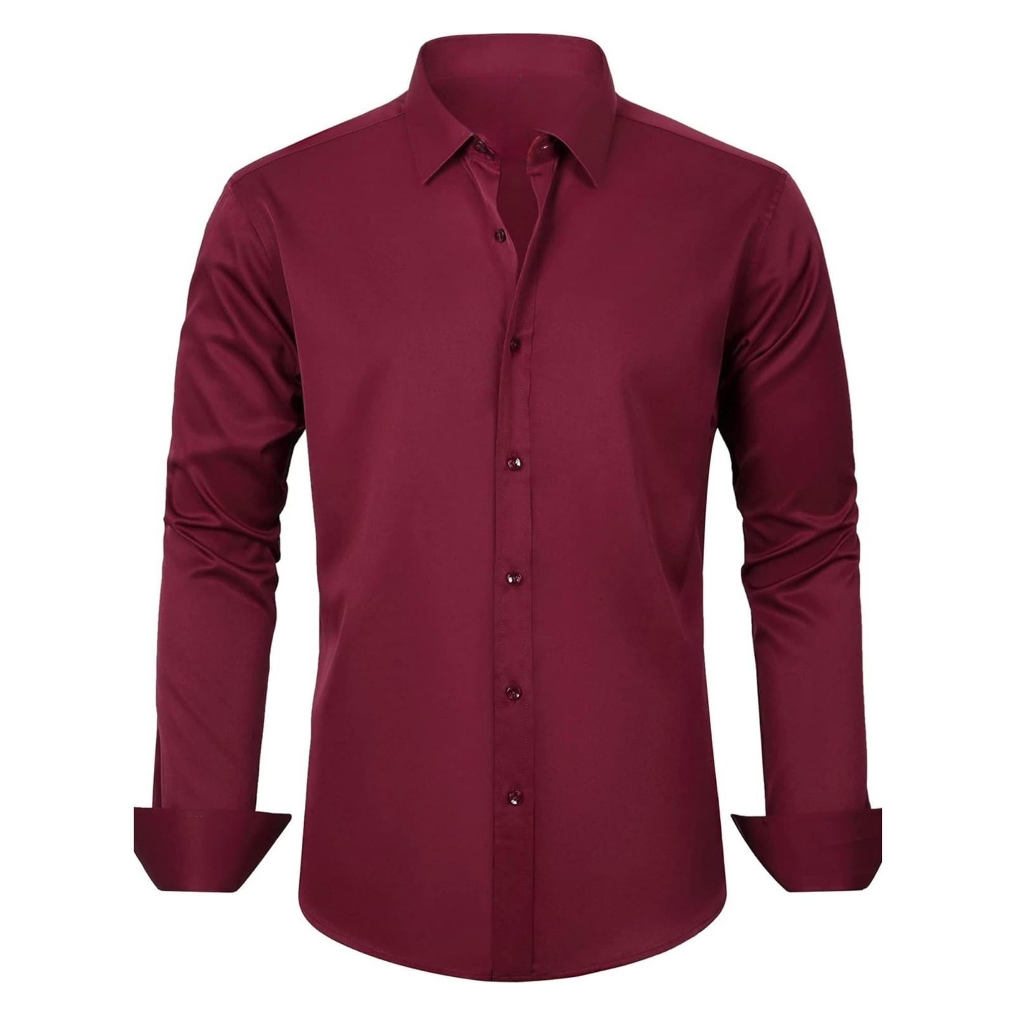 Solid Long Sleeve Shirt Stretch Wrinkle Free Formal Style