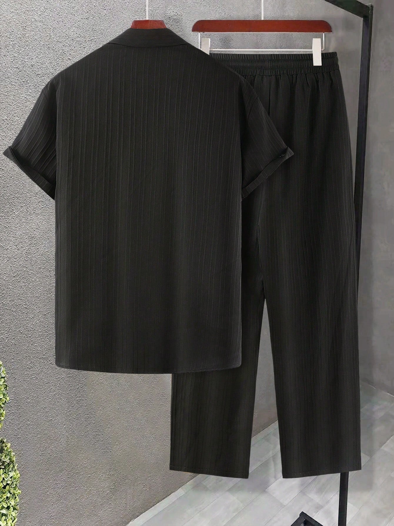 Solid Colored Button Up Shirt And Pants Without Tee-Vacay Outfit