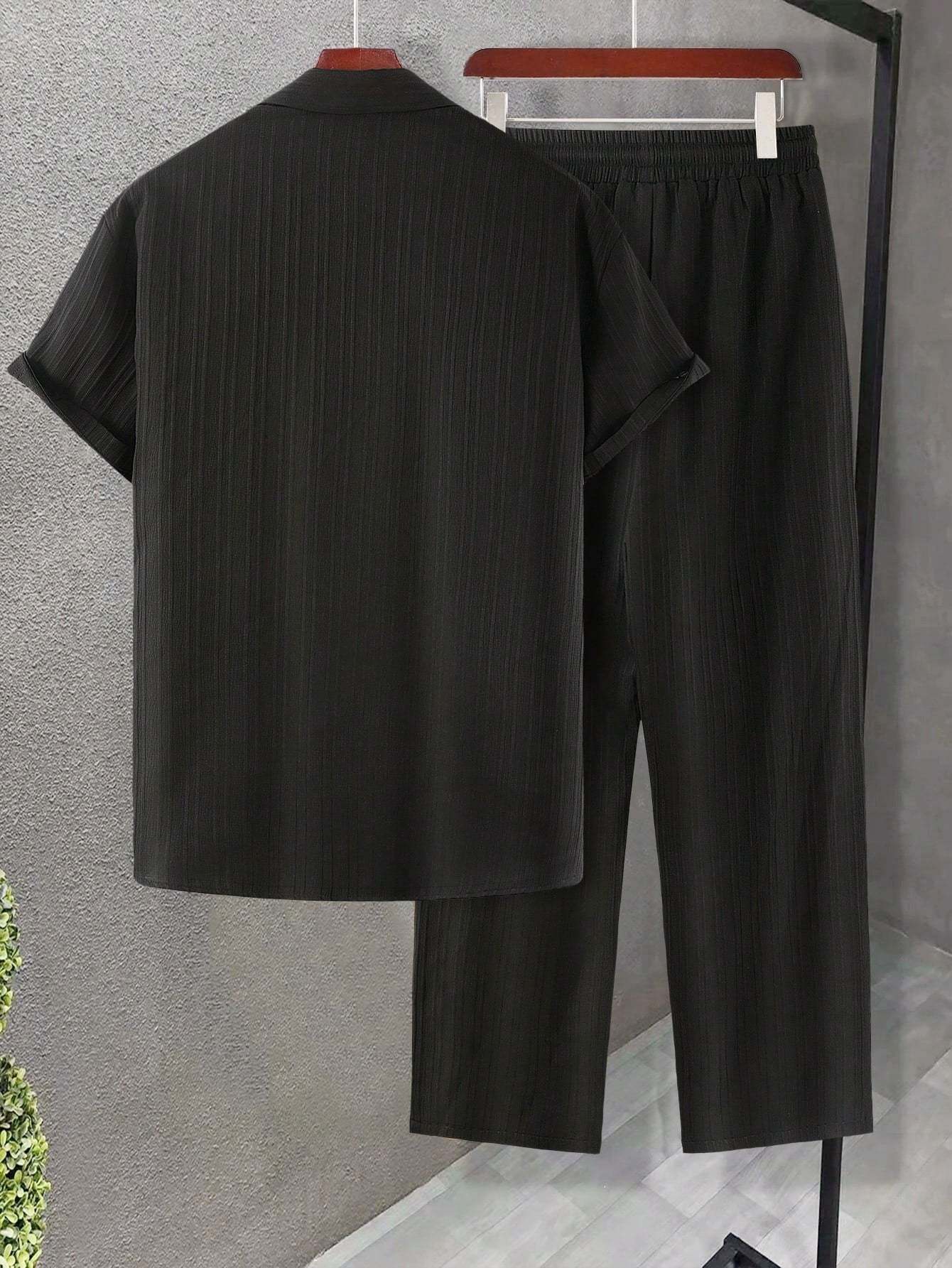 Solid Colored Button Up Shirt And Pants Without Tee-Vacay Outfit