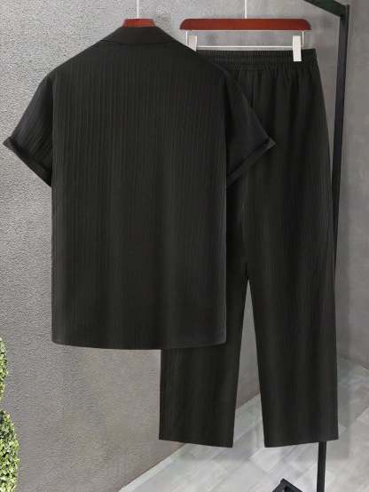 Solid Colored Button Up Shirt And Pants Without Tee-Vacay Outfit