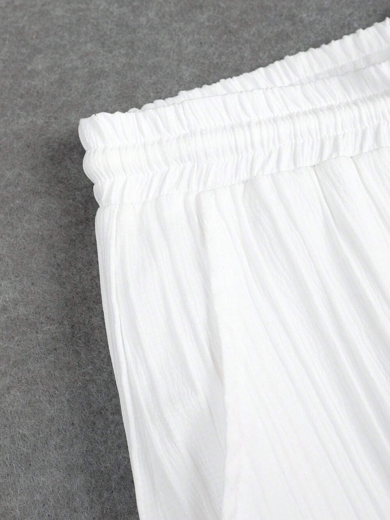 Button Up Shirt And Drawstring Pants-Vacay Outfit