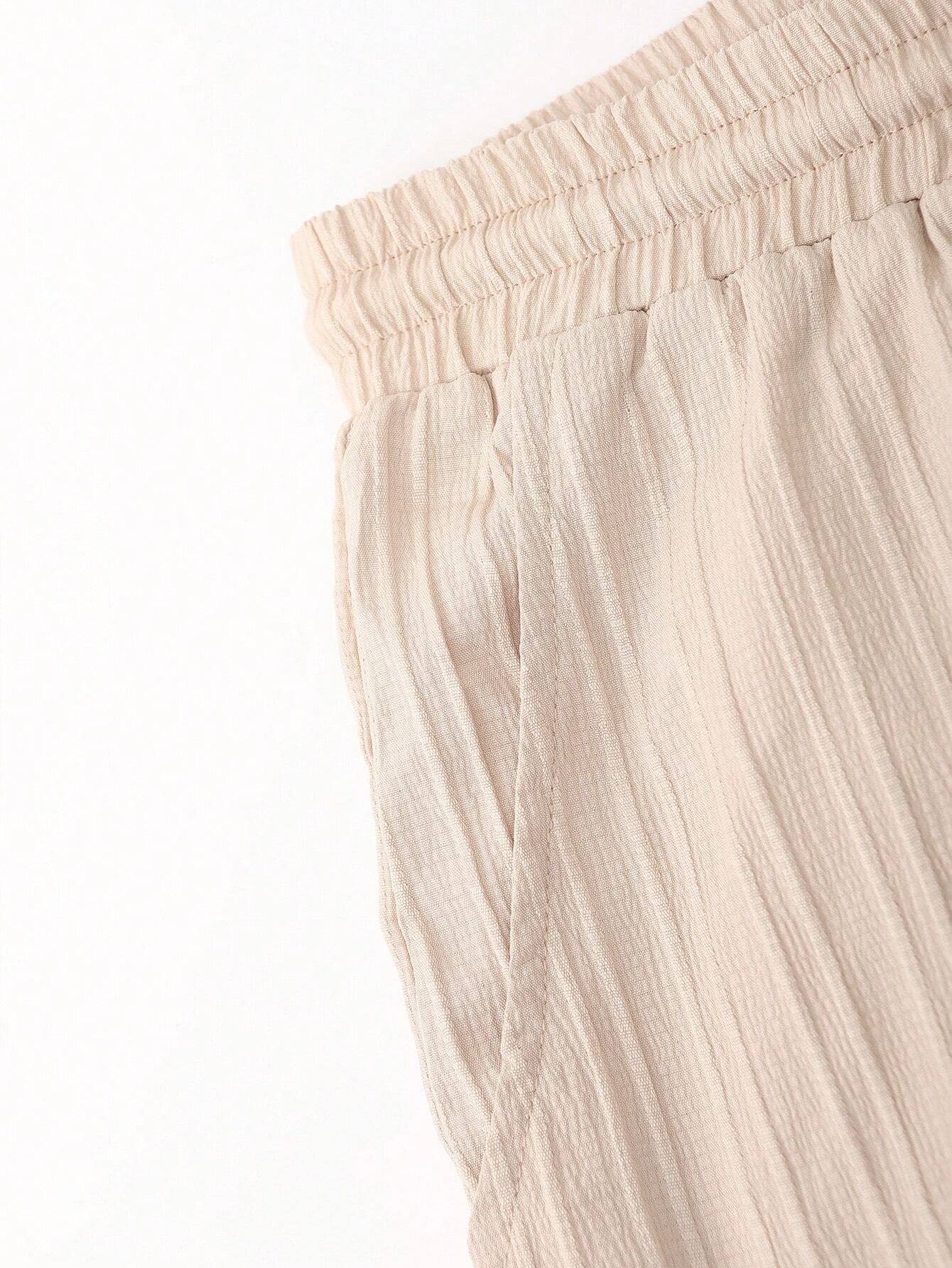 Button Up Shirt And Drawstring Pants-Vacay Outfit