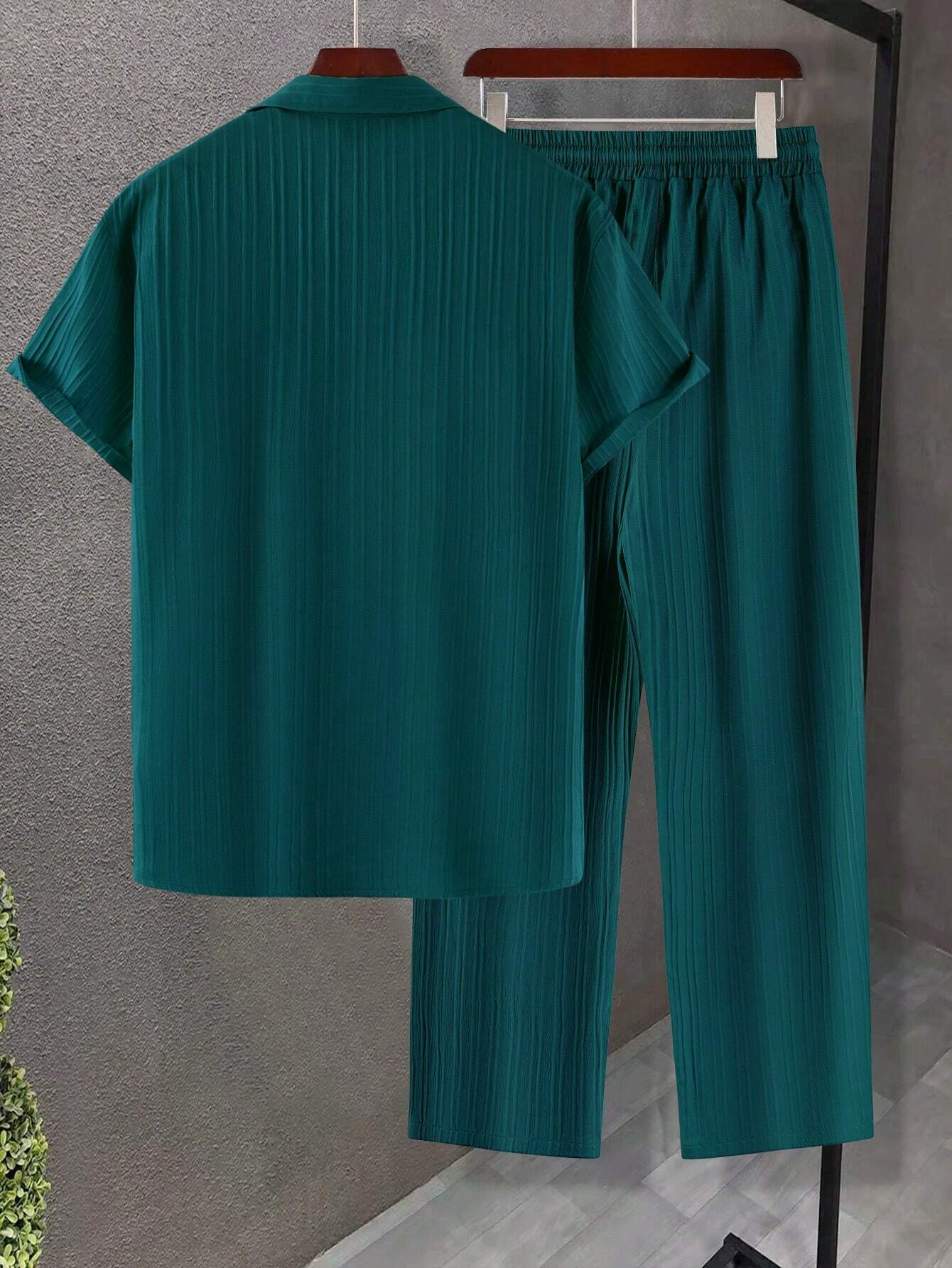 Button Up Shirt And Drawstring Pants-Vacay Outfit