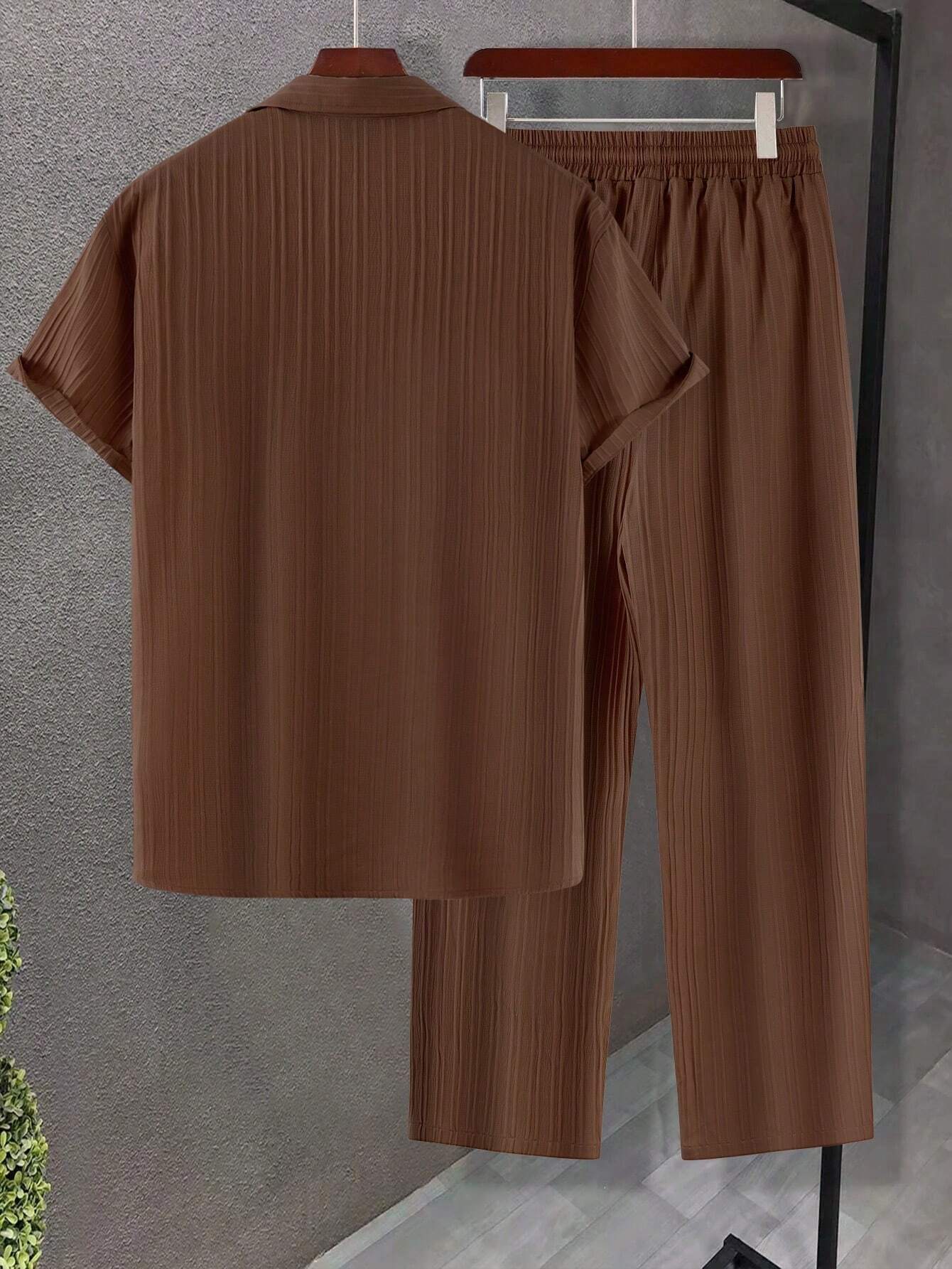 Button Up Shirt And Drawstring Pants-Vacay Outfit