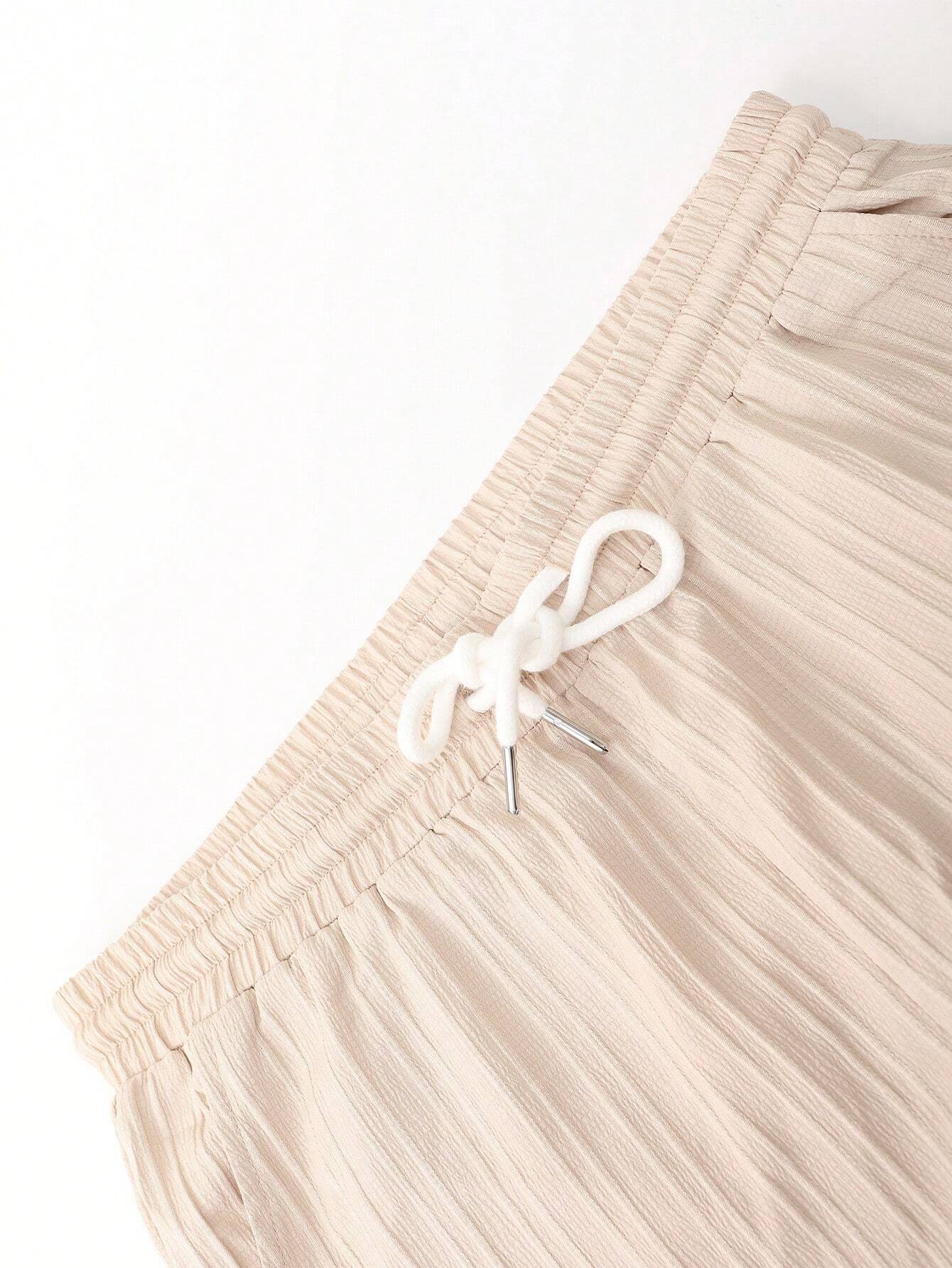 Button Up Shirt And Drawstring Pants-Vacay Outfit