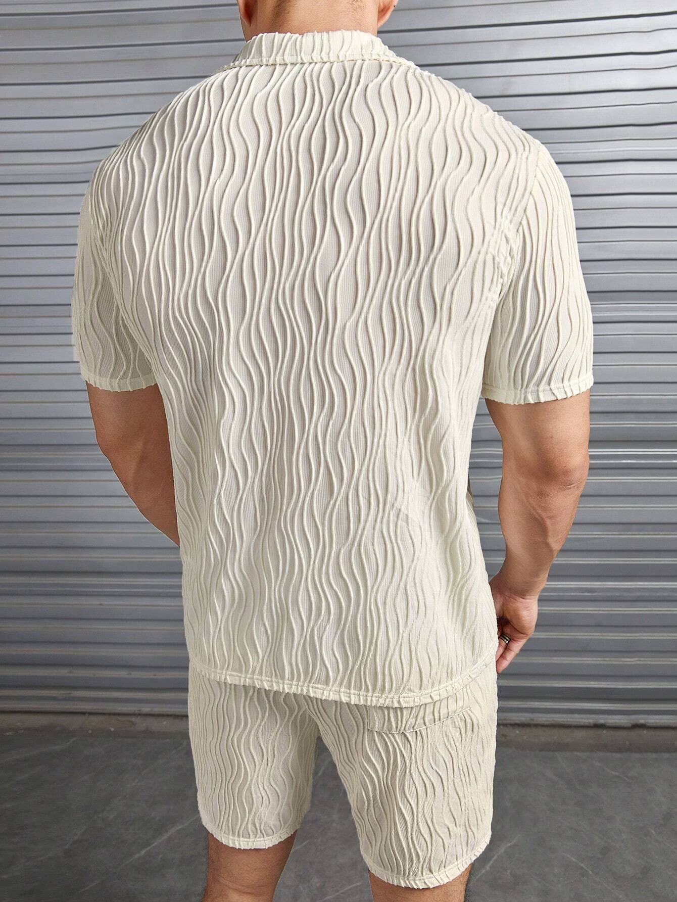 Solid Color Lapel Shirt And Shorts-Vacay Outfit