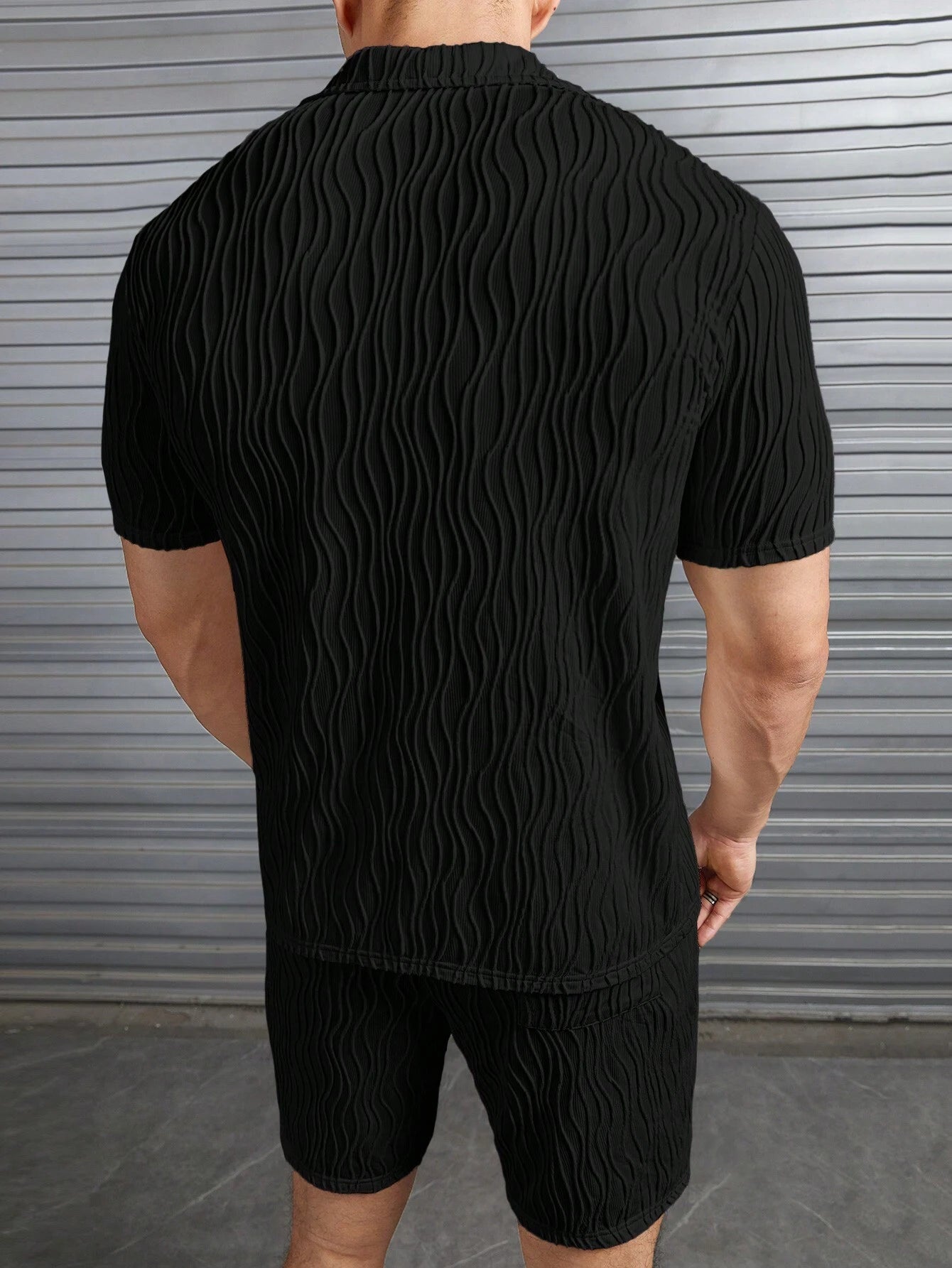 Solid Color Lapel Shirt And Shorts-Vacay Outfit