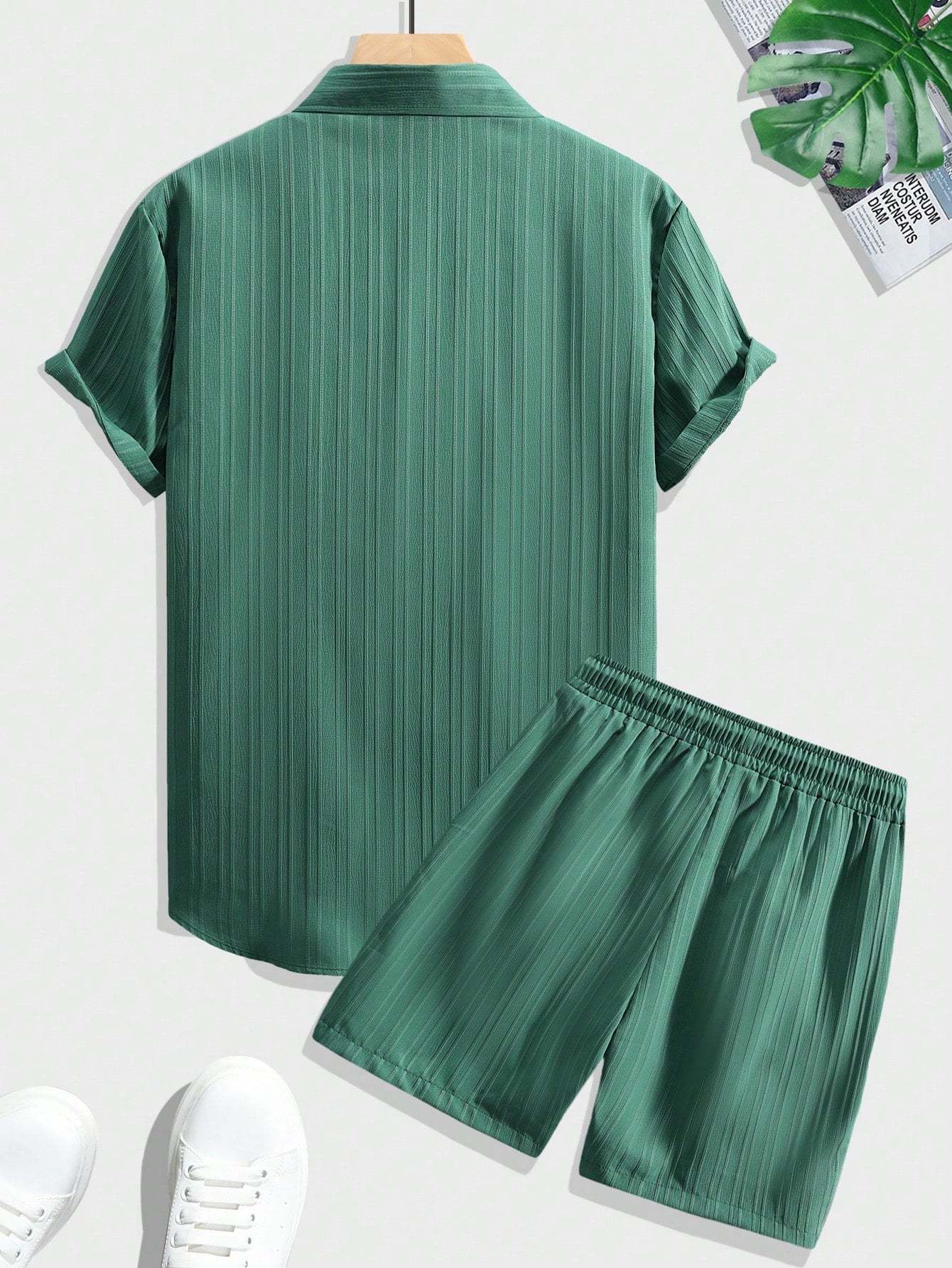 Monochrome Moods Shirt and Shorts Combo Set-Vacay Outfit