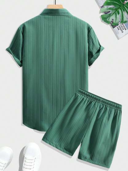 Monochrome Moods Shirt and Shorts Combo Set-Vacay Outfit