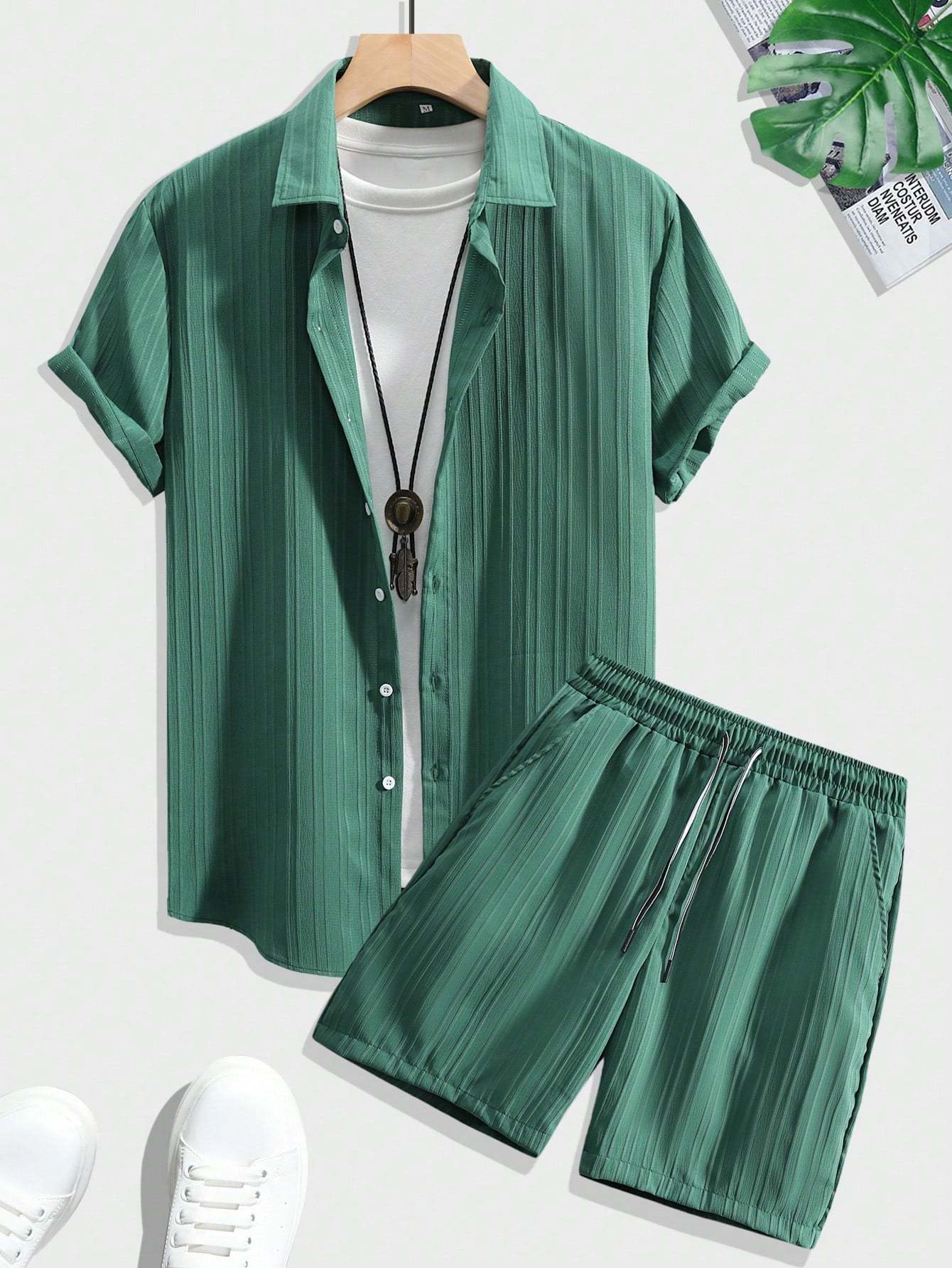 Monochrome Moods Shirt and Shorts Combo Set-Vacay Outfit