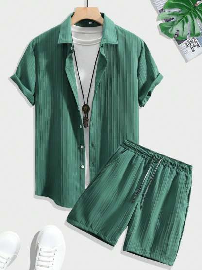 Monochrome Moods Shirt and Shorts Combo Set-Vacay Outfit