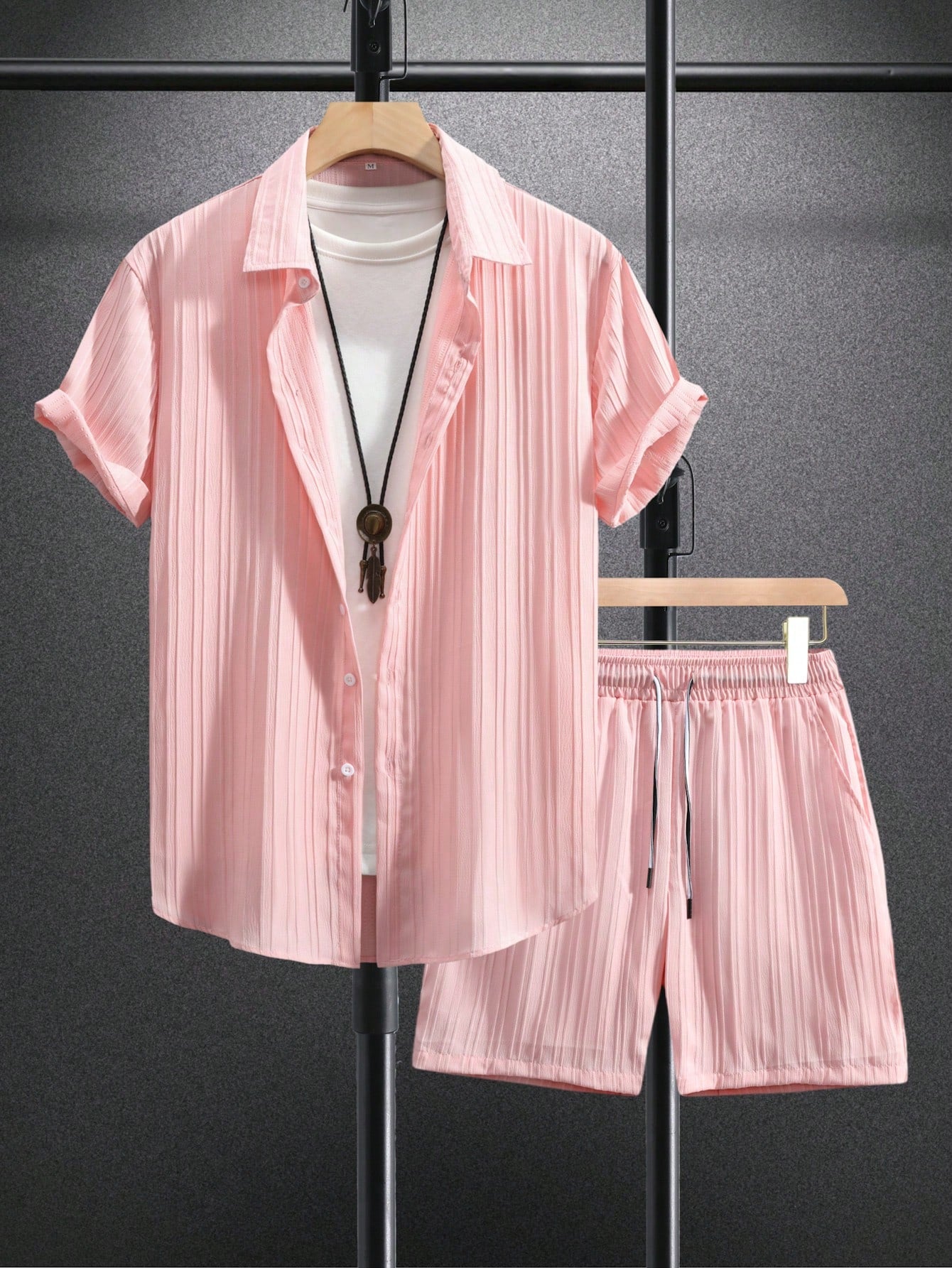 Monochrome Moods Shirt and Shorts Combo Set-Vacay Outfit