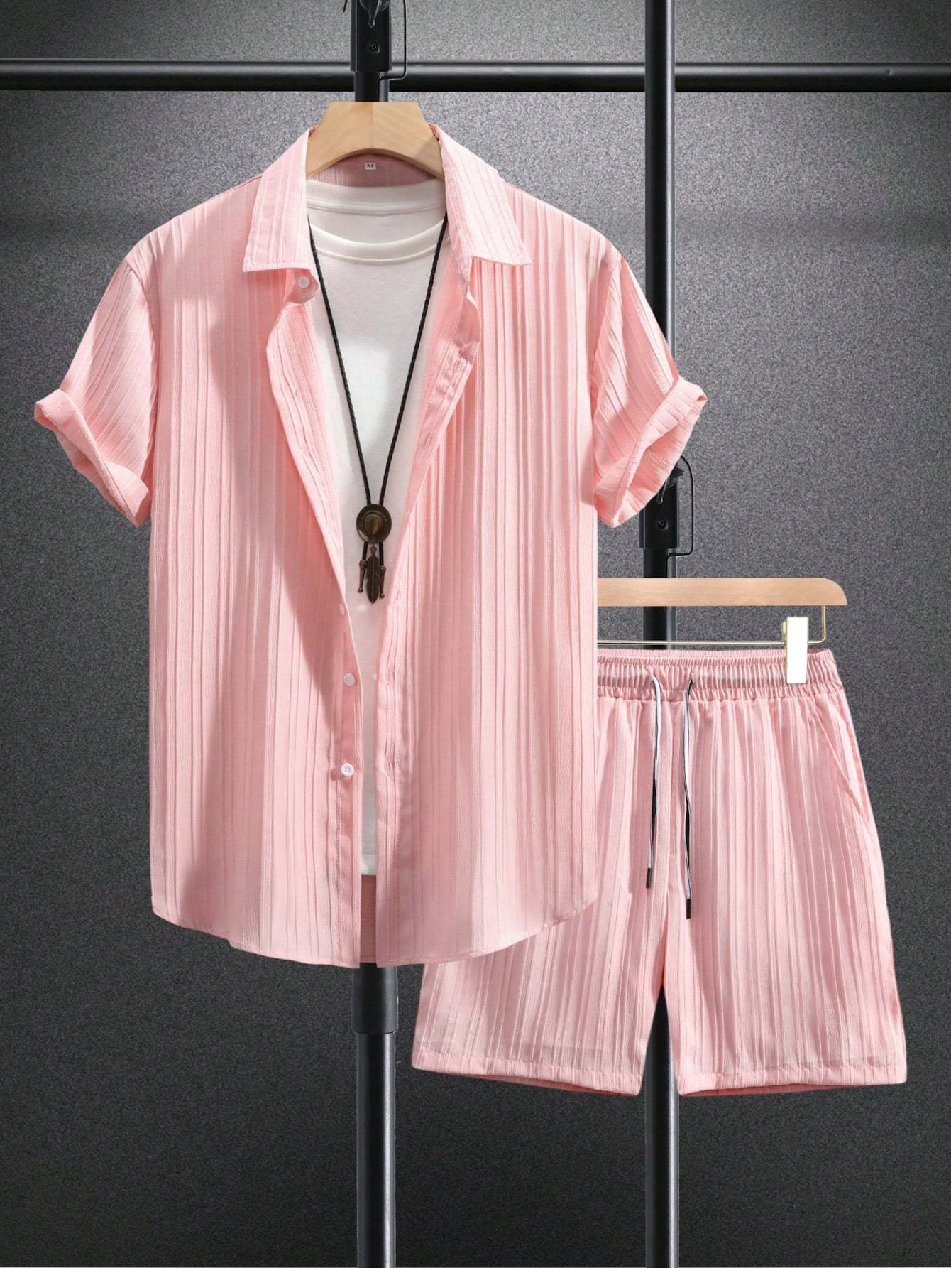 Monochrome Moods Shirt and Shorts Combo Set-Vacay Outfit