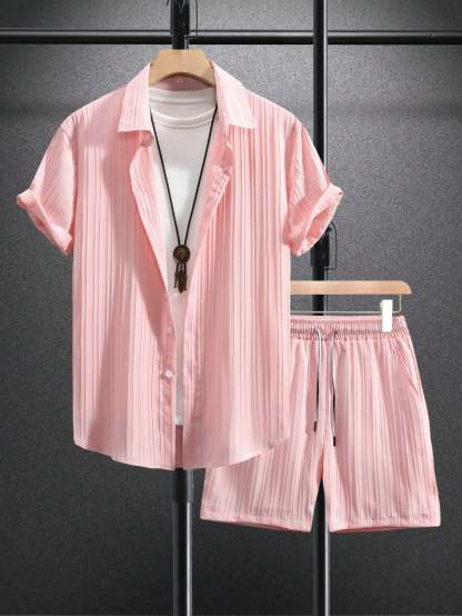 Monochrome Moods Shirt and Shorts Combo Set-Vacay Outfit