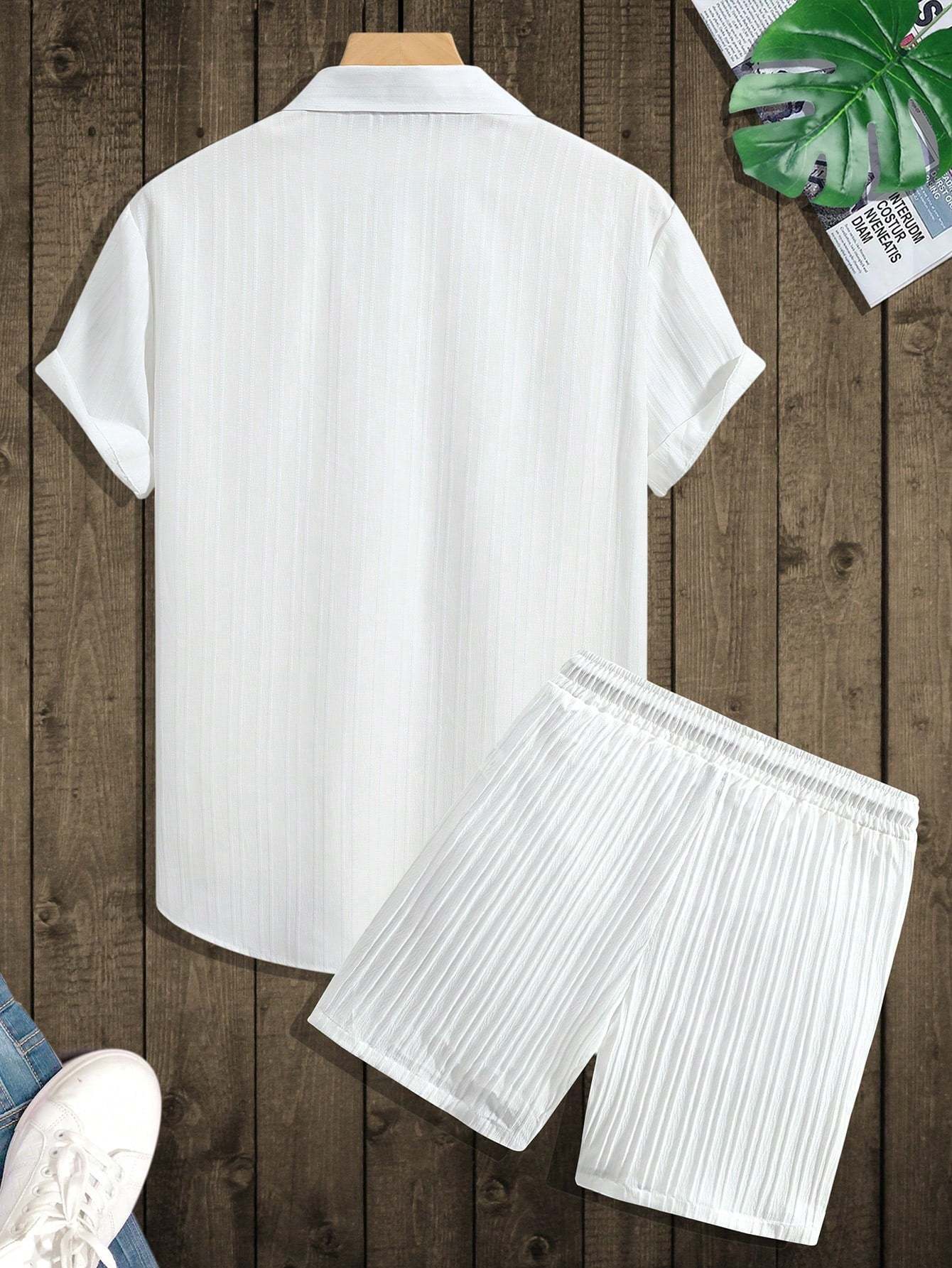Monochrome Moods Shirt and Shorts Combo Set-Vacay Outfit