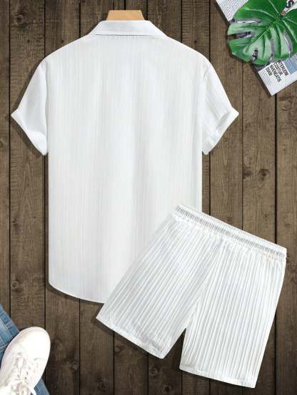 Monochrome Moods Shirt and Shorts Combo Set-Vacay Outfit