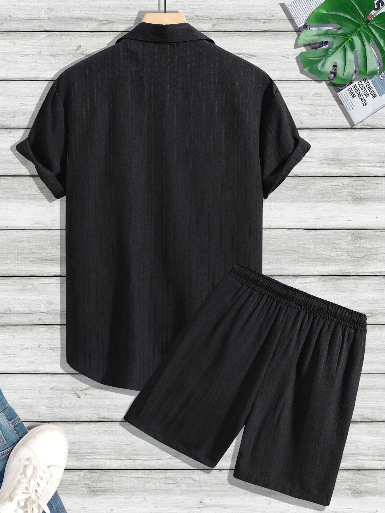 Monochrome Moods Shirt and Shorts Combo Set-Vacay Outfit