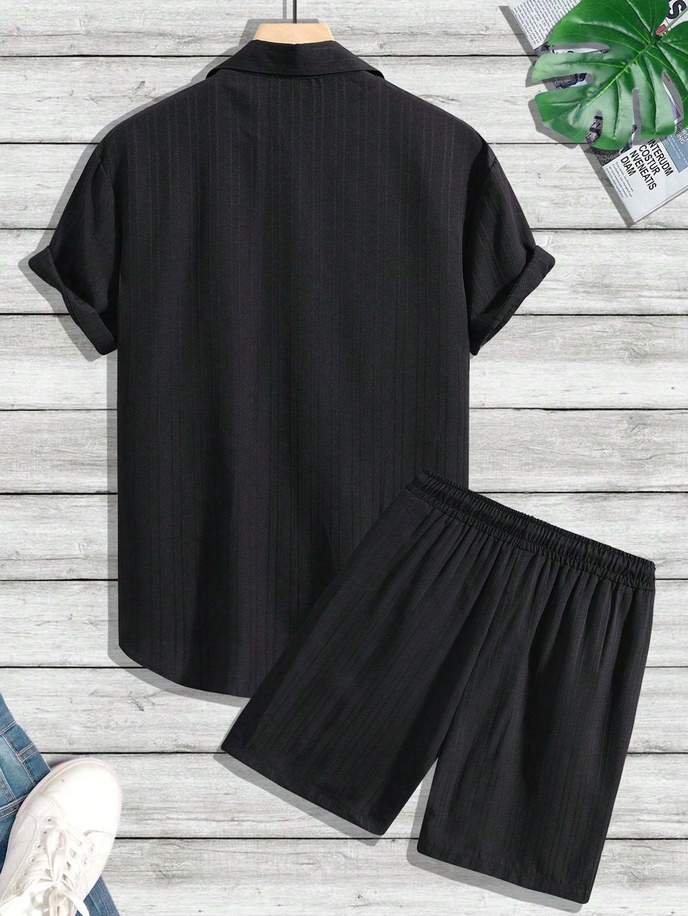 Monochrome Moods Shirt and Shorts Combo Set-Vacay Outfit