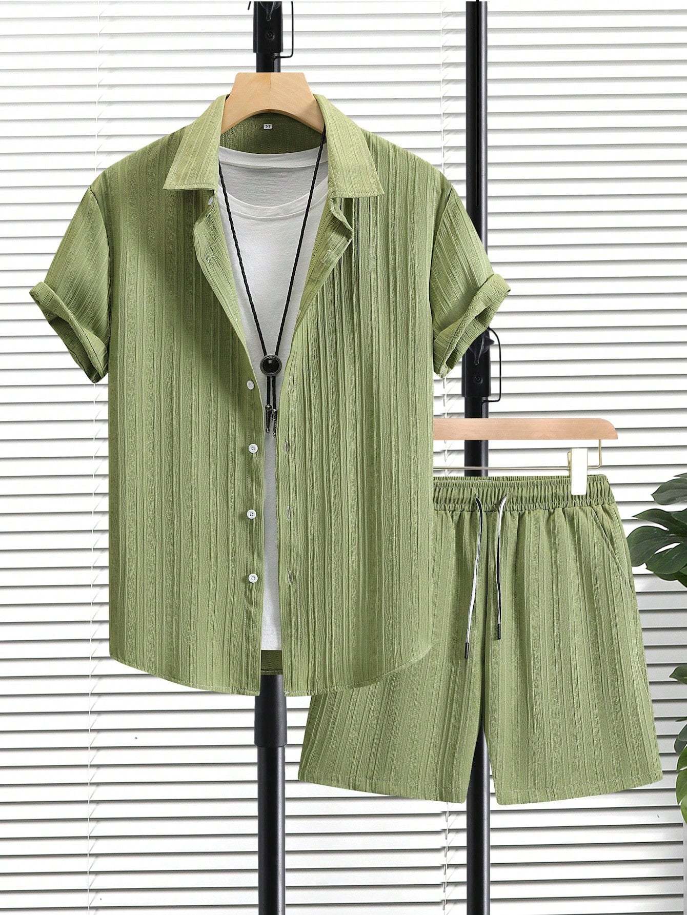 Monochrome Moods Shirt and Shorts Combo Set-Vacay Outfit