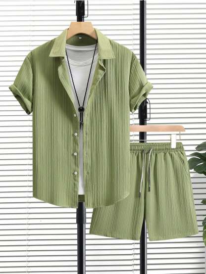 Monochrome Moods Shirt and Shorts Combo Set-Vacay Outfit