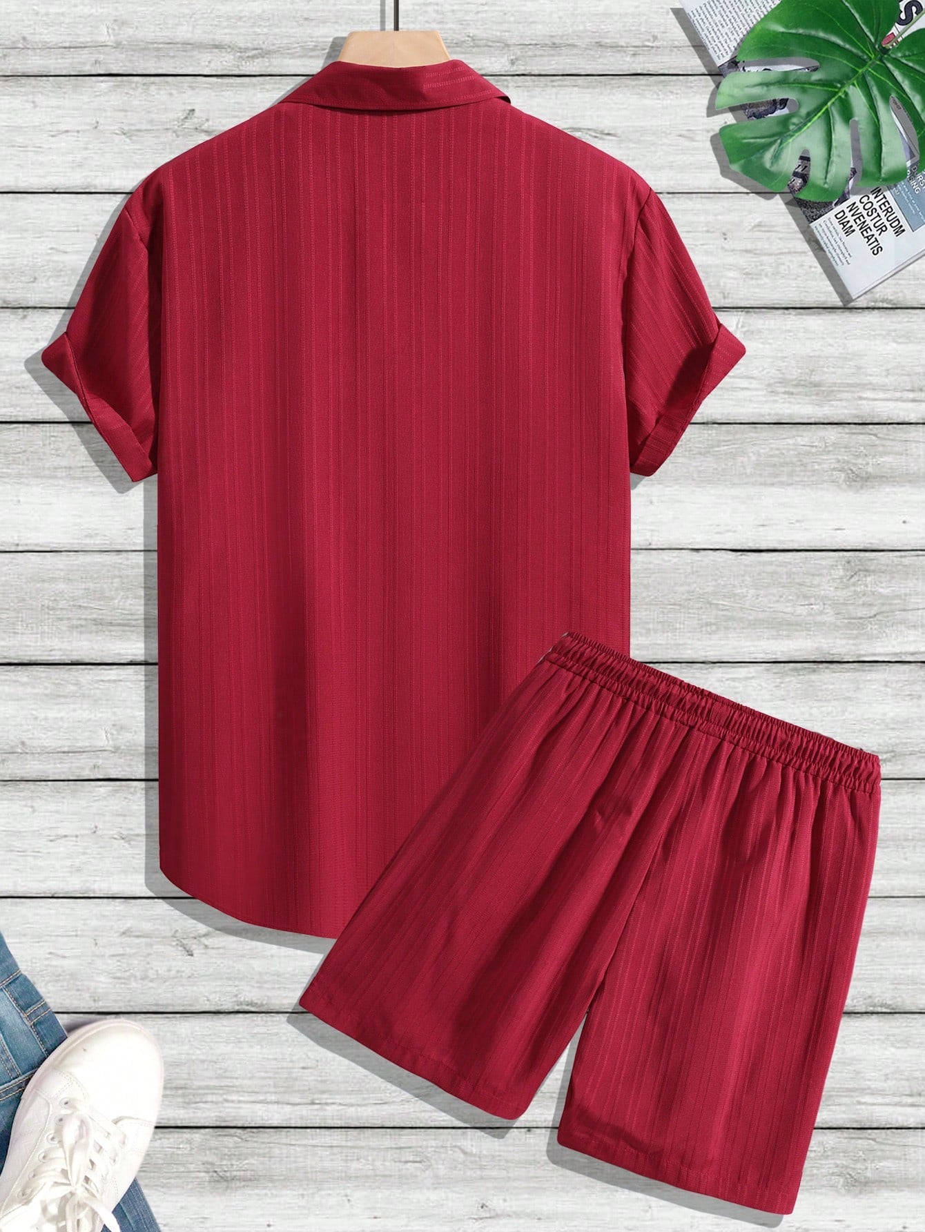 Monochrome Moods Shirt and Shorts Combo Set-Vacay Outfit