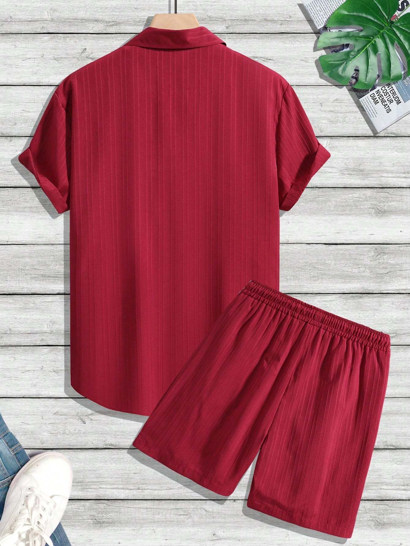 Monochrome Moods Shirt and Shorts Combo Set-Vacay Outfit