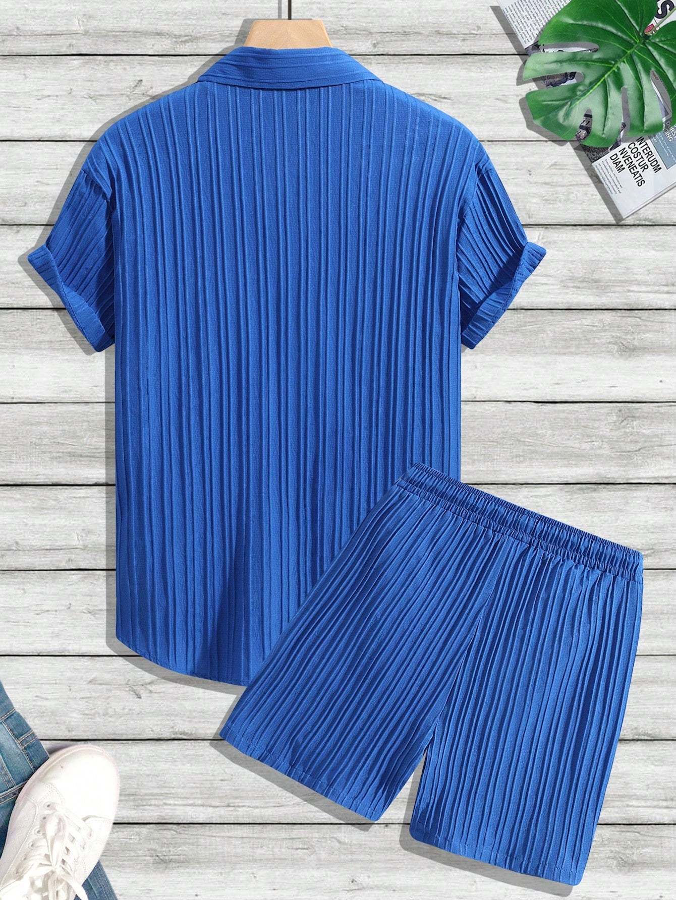 Monochrome Moods Shirt and Shorts Combo Set-Vacay Outfit