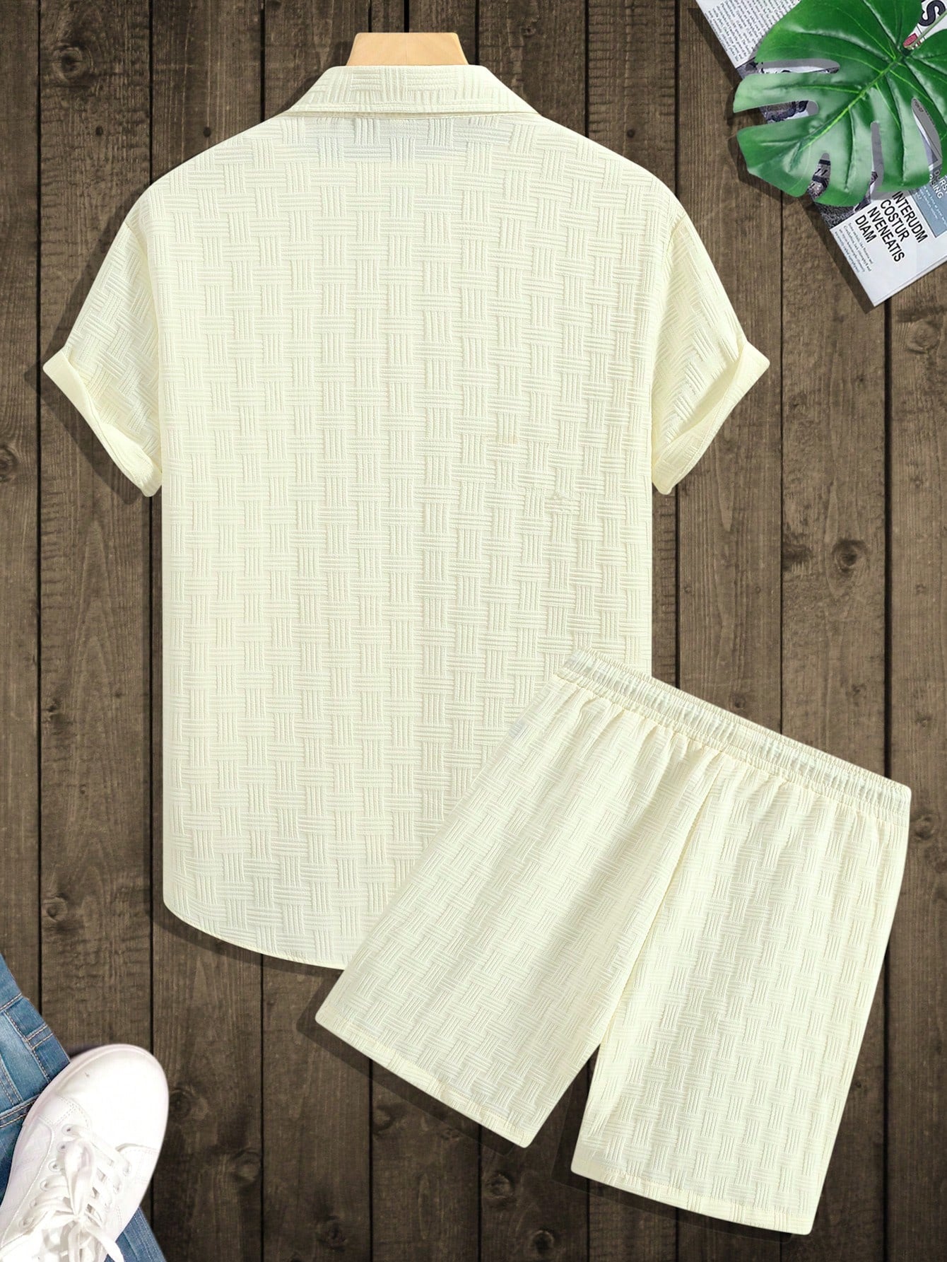 Plain Shirt And Shorts Set-Vacay Outfit