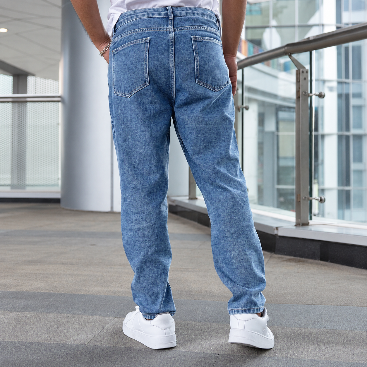 Stonewashed Tapered Casual Jeans With Pockets For Men
