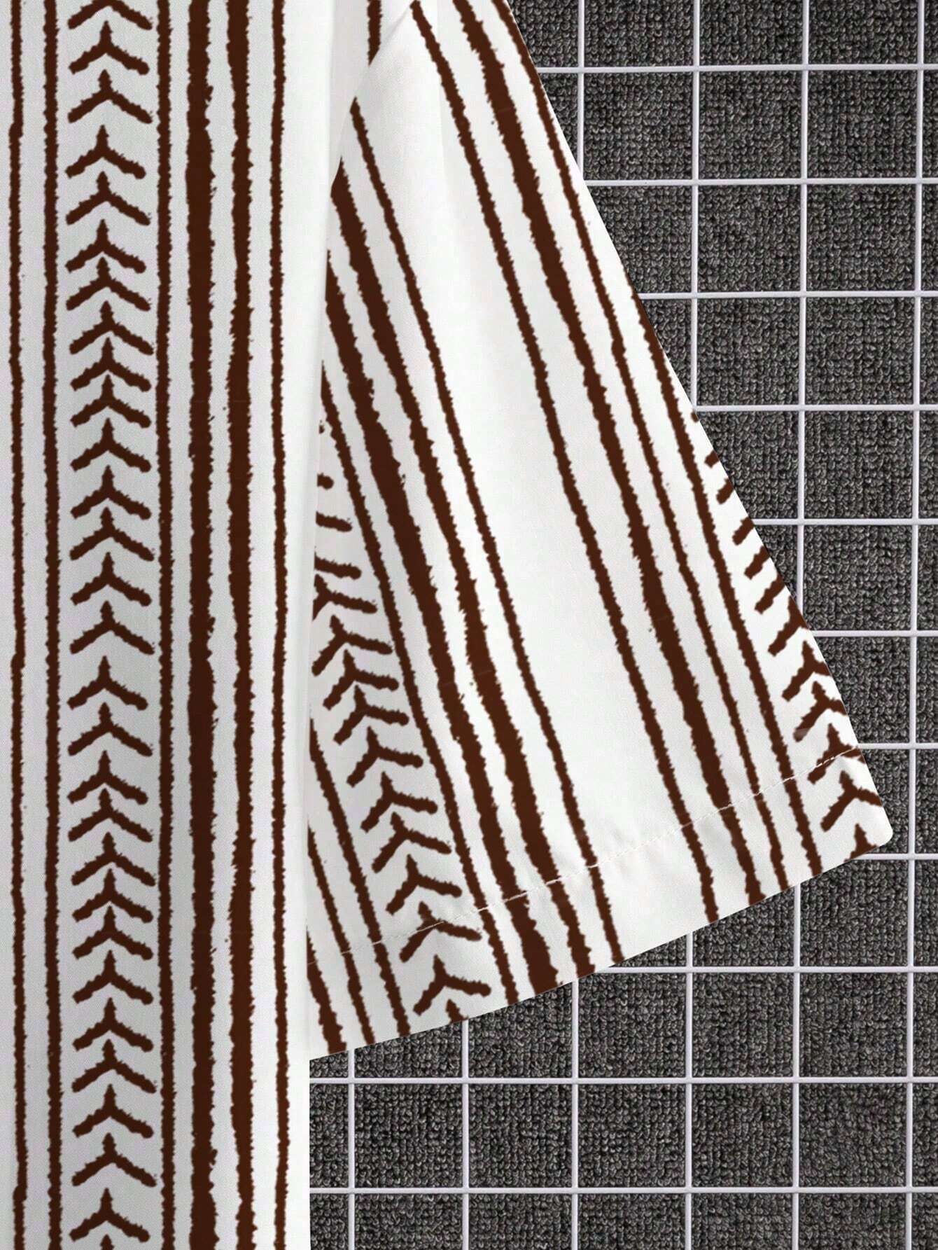 Strip Printed Short Sleeve Shirts-Vacay Outfit