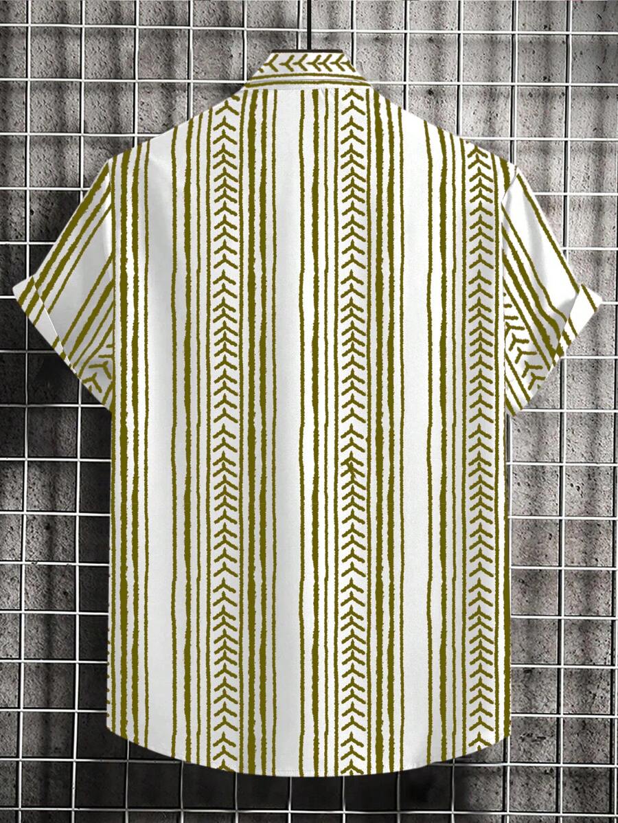 Striped Printed Comfy Fit Shirt-Vacay Outfit