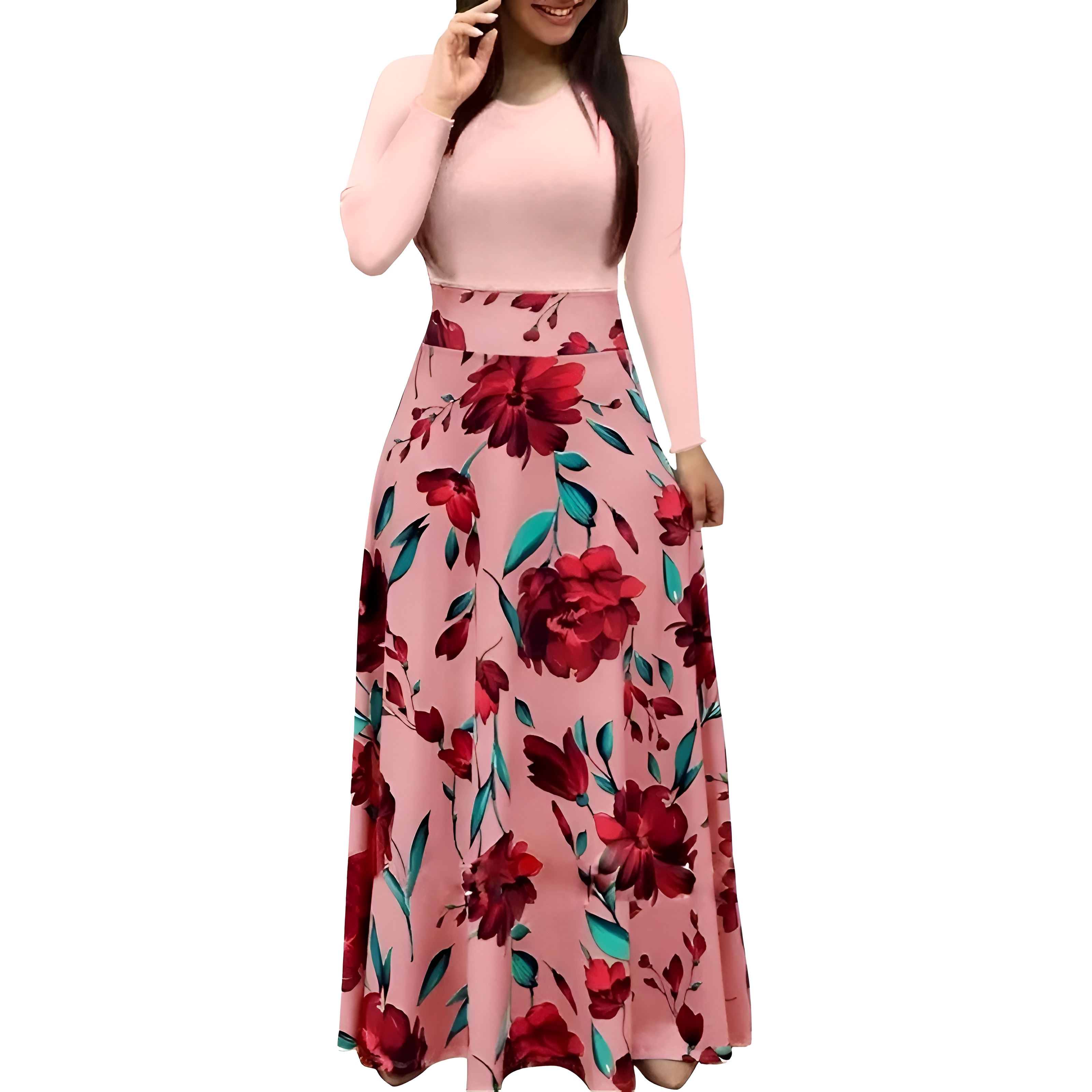 Summer Floral Print Long Party Boho Skirt Dress For Women