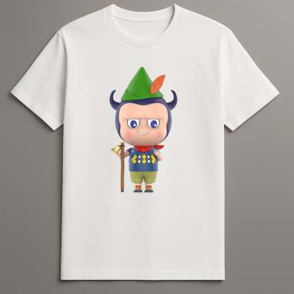 Labubu camping printed cartoon tee