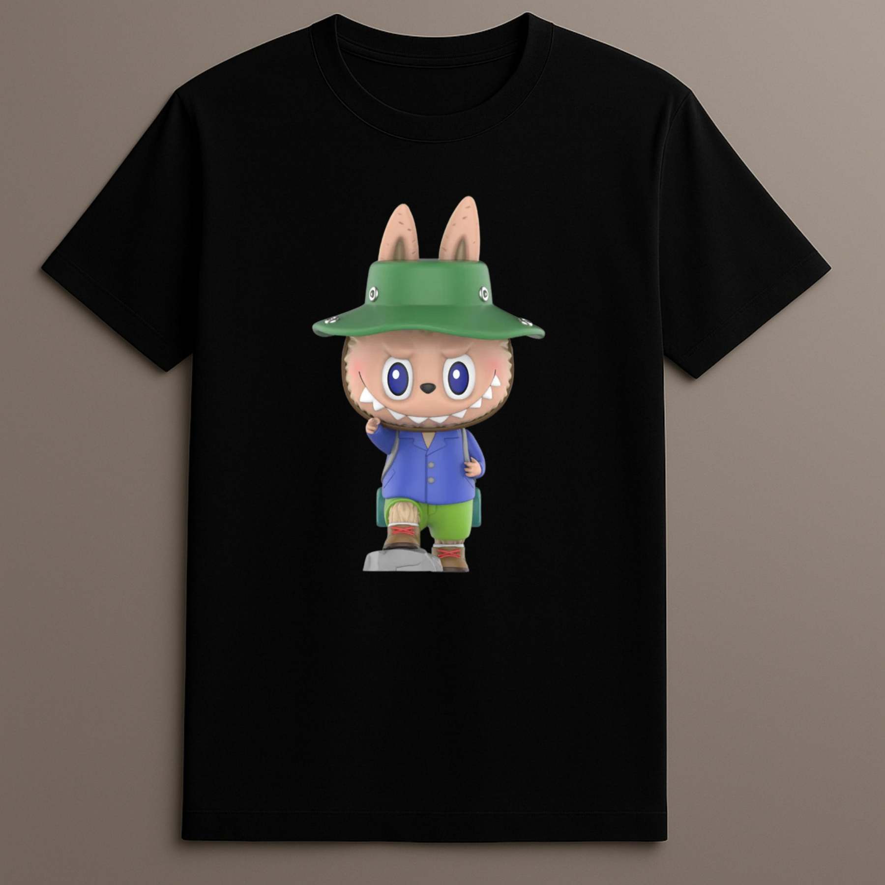 Labubu green hat hiking tee


