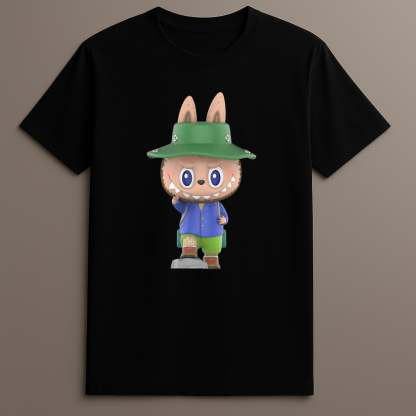Labubu green hat hiking tee

