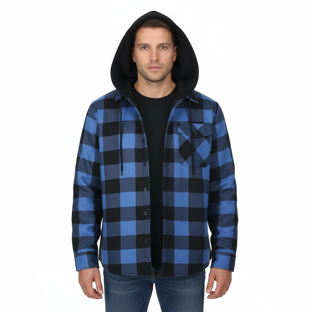 Thermal Flannel Plaid Winter Jacket With Pockets For Men