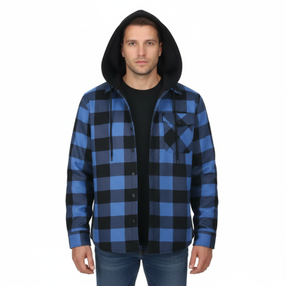 Thermal Flannel Plaid Winter Jacket With Pockets For Men