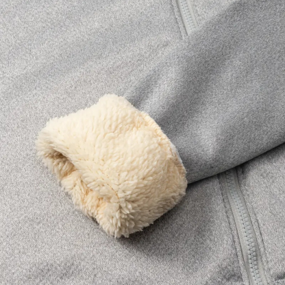 Thick Plush Zip Up Fleece Lined Hooded Sweatshirt Jacket For Men