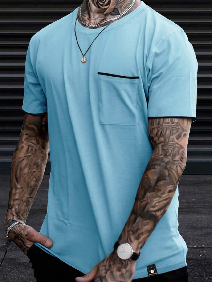 Trim Pocket Patched T Shirt-Vacay Outfit