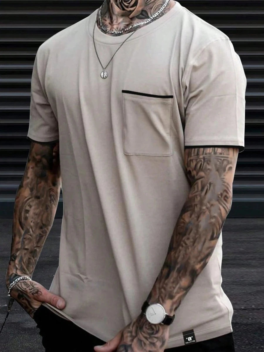 Trim Pocket Patched T Shirt-Vacay Outfit