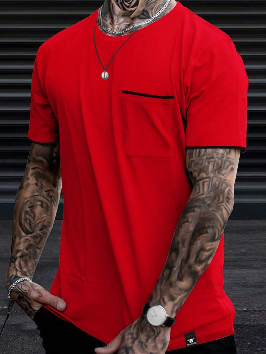 Trim Pocket Patched T Shirt-Vacay Outfit