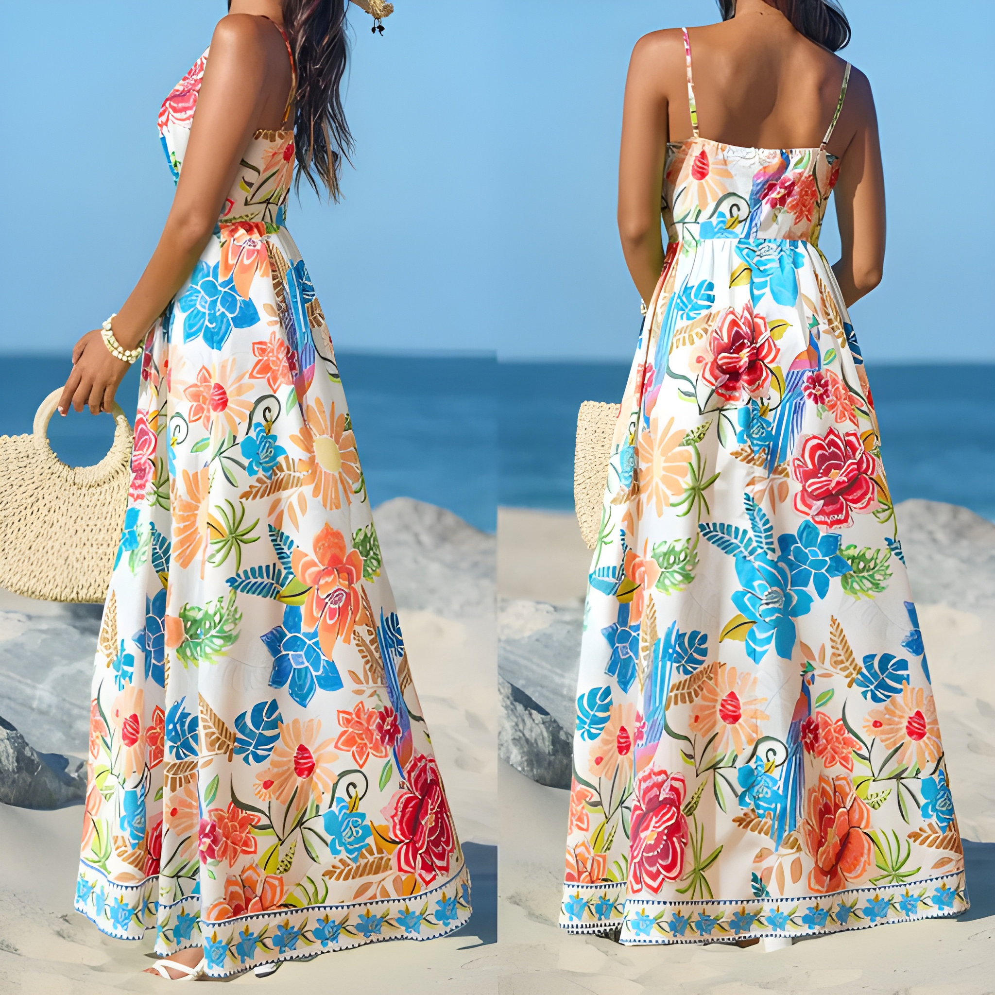  Tropical Floral Maxi Dress 