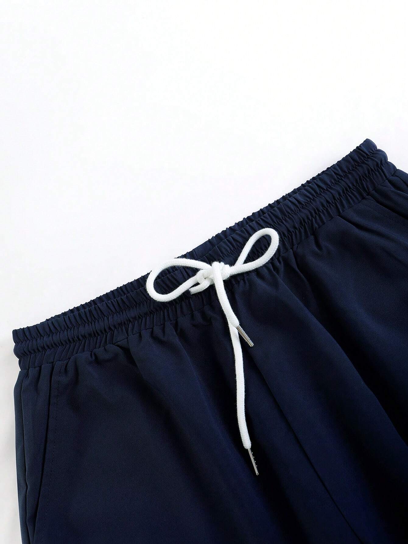 Tropical Print Shirt And Drawstring Shorts Without Tee-Vacay Outfit