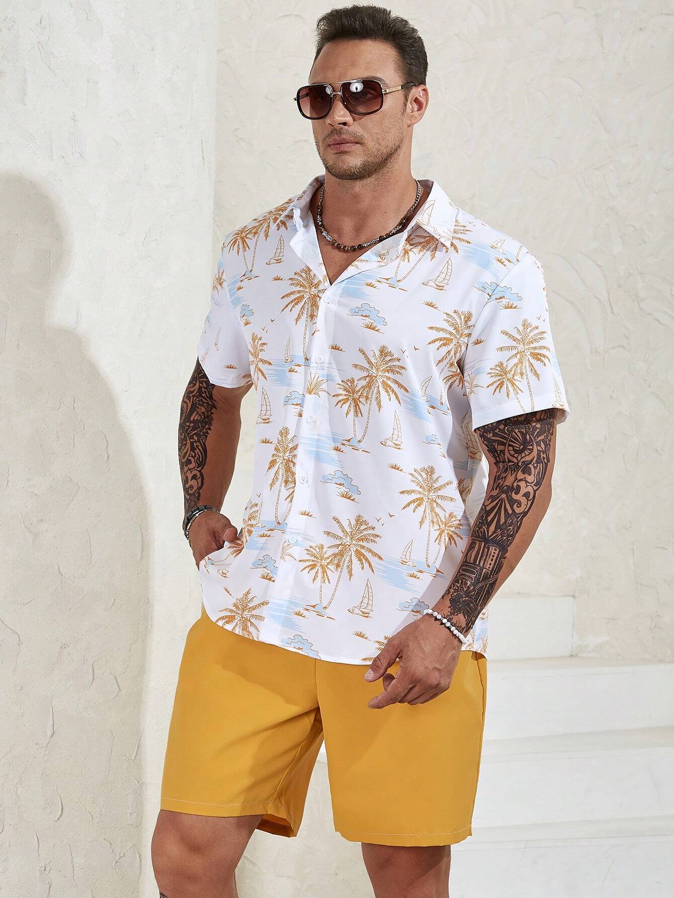 Tropical Print Shirt And Shorts-Vacay Outfit